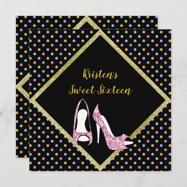 DIAMOND HOCHRANGIGER 16 . GEBURTSTAG-EINLADUNGSPOT EINLADUNG (Vorne/Hinten)