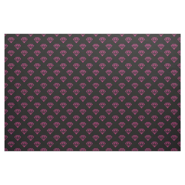 Diamond - Hot Pink auf Schwarz Stoff (Yard (91,4 cm))