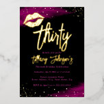 Diamond Hot Pink Gold Kiss 30. Geburtstag Folieneinladung<br><div class="desc">Hübschere Einladungen zum Geburtstag im Kleinen Bayleigh Store!</div>