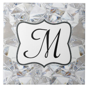 Diamond Ice Crystal Glitz Monogram Display Tile Fliese