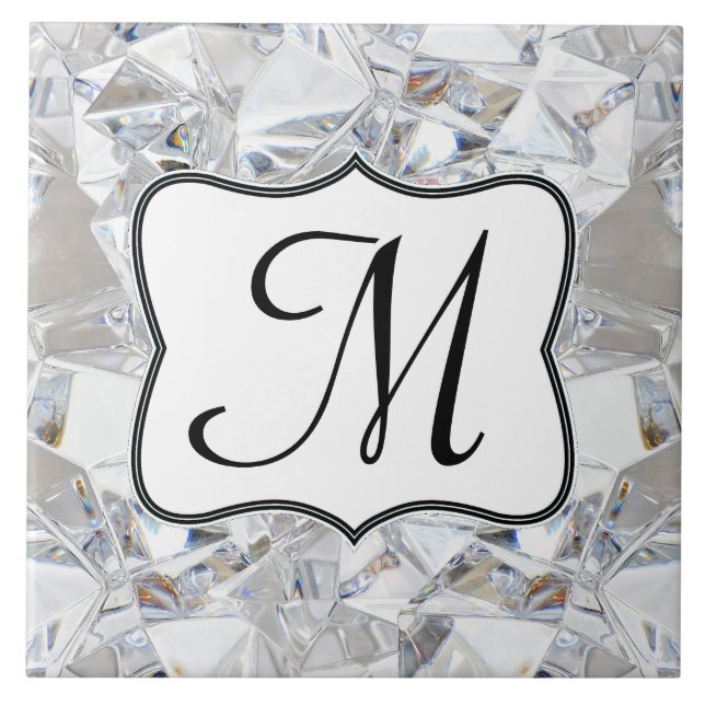 Diamond Ice Crystal Glitz Monogram Display Tile Fliese (Vorderseite)