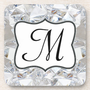 Diamond Ice Crystal Glitz Monogram Drink Untersetz Untersetzer