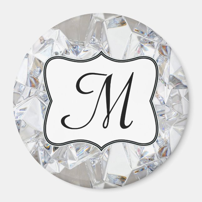 Diamond Ice Crystal Glitz Monogram Initial Magnet (Vorne)