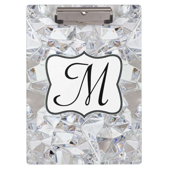 Diamond Ice Crystal Monogram Initial Clip Board Klemmbrett (Vorderseite)