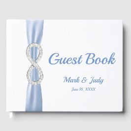 Diamond Infinity Blue Ribbon Wedding Guestbook Gästebuch