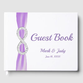Diamond Infinity Lila Ribbon Wedding Guestbook Gästebuch