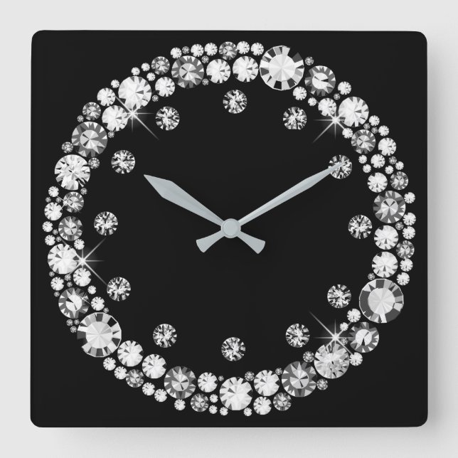 Diamond Infinity Quadratische Wanduhr (Vorderseite)