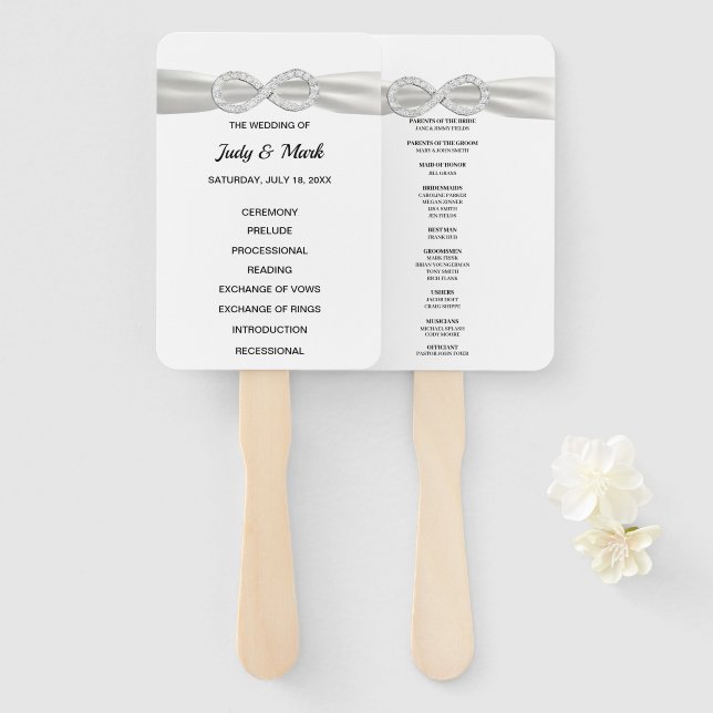 Diamond Infinity Wedding Program Fans Fächer (Vorne und Hinten)