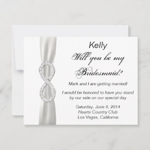 Diamond Infinity White Wedding Bridesmaid Card Einladung