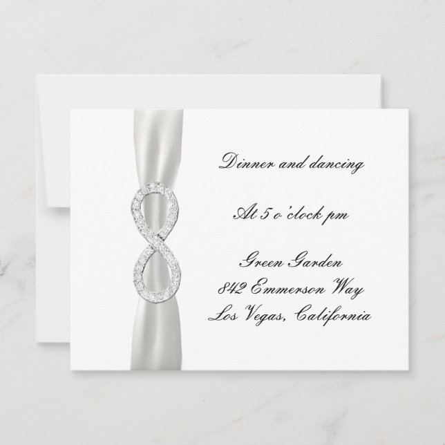 Diamond Infinity White Wedding Reception Card Einladung (Vorderseite)