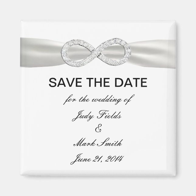 Diamond Infinity WhiteWedding Save the Date Magnet (Vorne)