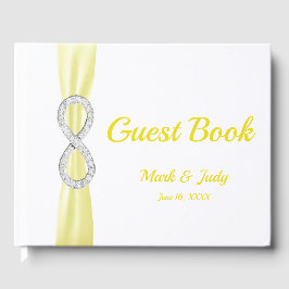 Diamond Infinity Yellow Ribbon Wedding Guestbook Gästebuch