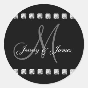 Diamond Initial M Names Wedding Stickers