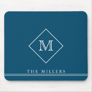 Diamond Initial Monogram, Personalisiert Navy Blue Mousepad