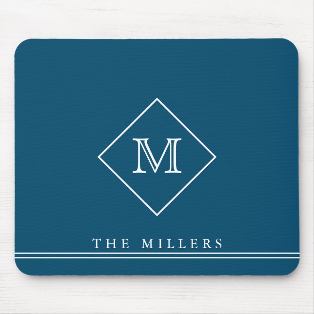 Diamond Initial Monogram, Personalisiert Navy Blue Mousepad (Vorne)