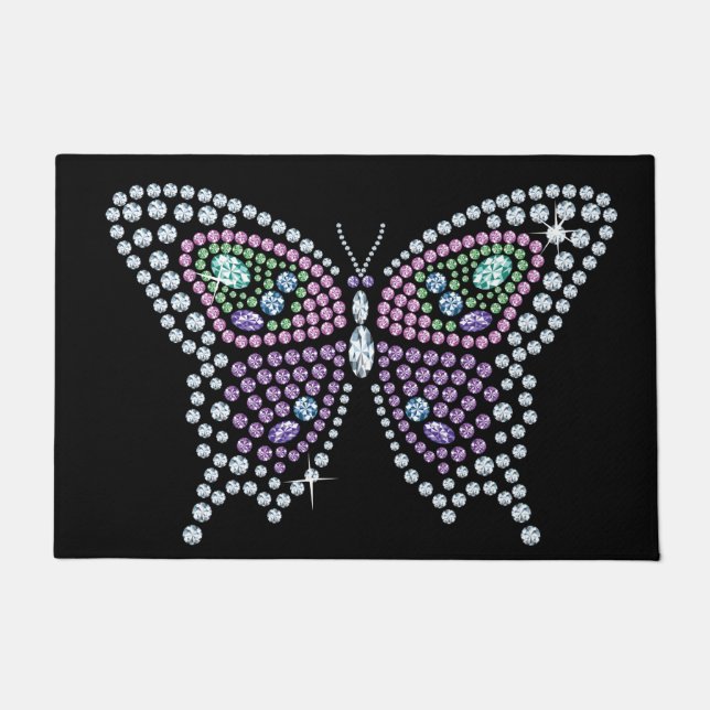 Diamond Jeweled Kristall Butterfly Fußmatte (Vorderseite)