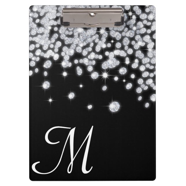 Diamond Jewels Jewelry Monogram Initial Clip Board Klemmbrett (Vorderseite)
