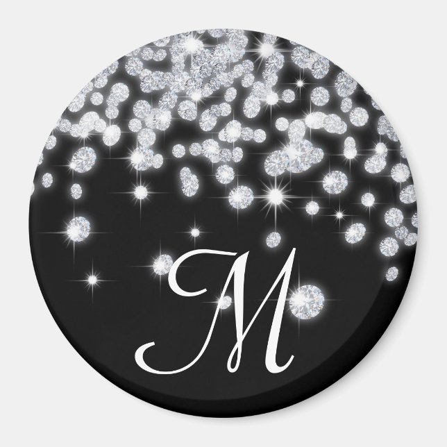 Diamond Jewels Jewelry Monogram Initial Magnet (Vorne)