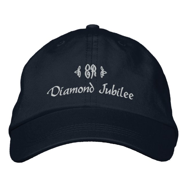Diamond Jubilee-Elizabeth Royal Monogram Bestickte Baseballkappe (Vorderseite)