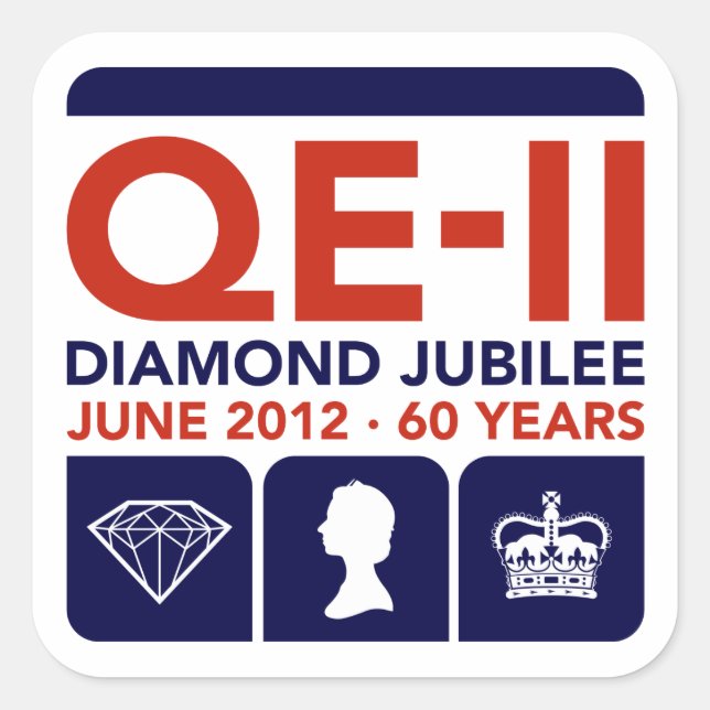 Diamond Jubilee Erinnerungsaufkleber Quadratischer Aufkleber (Vorderseite)