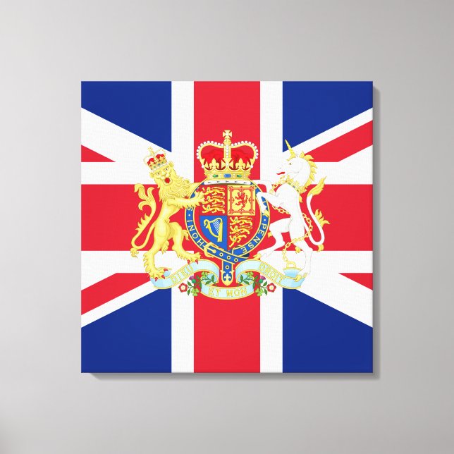 Diamond Jubilee Gewerkschaft Flag und Royal Wappen Leinwanddruck (Vorderseite)