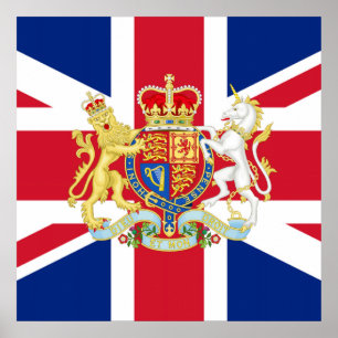Diamond Jubilee Gewerkschaft Flag und Royal Wappen Poster