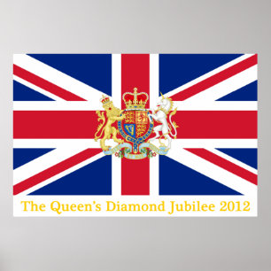 Diamond Jubilee Gewerkschaft Flag und Royal Wappen Poster