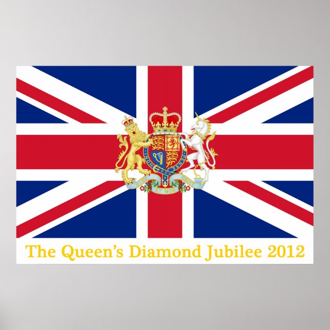Diamond Jubilee Gewerkschaft Flag und Royal Wappen Poster (Vorne)