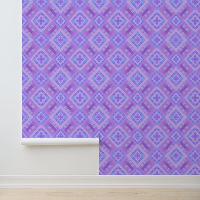 Diamond Karo Patchwork - Lilac Blue 1 Tapete (Anwendung)