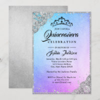Diamond Lace Sparkle Blue Lila Quinceanera