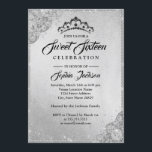 Diamond Lace Sparkle Silver 16 . Geburtstag Einladung<br><div class="desc">Mehr Elegante 16 . Geburtstag Einladungen im Kleinen Bayleigh Store</div>