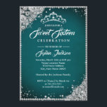Diamond Lace Sparkle Tiara Aquamarin Silber Sweet  Einladung<br><div class="desc">Mehr Elegante 16 . Geburtstag Einladungen im Kleinen Bayleigh Store</div>