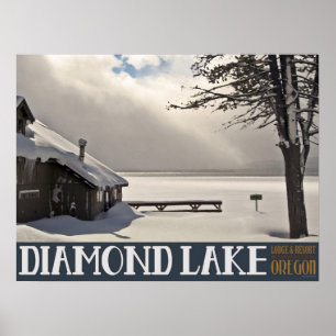 Diamond Lake Winter Marina - Kein Text Poster