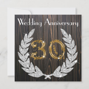 Diamond Laurel & Gold 30. Wedding Anniversary Inv Einladung