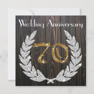 Diamond Laurel & Gold 70. Wedding Anniversary Inv Einladung