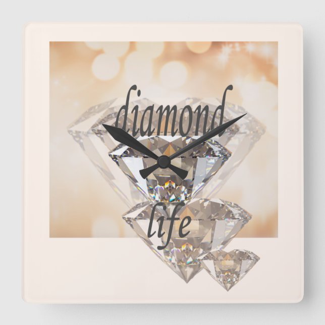 Diamond Life Quadratische Wanduhr (Vorderseite)