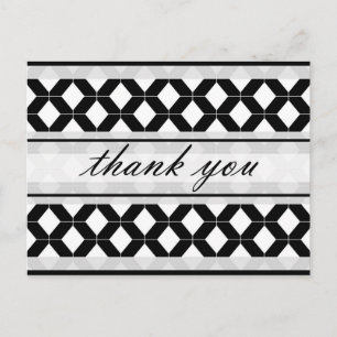 Diamond Lines Vielen Dank Damask Black and White Postkarte
