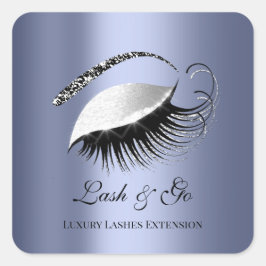 Diamond Makeup Artist Lash Silver Blue Quadratischer Aufkleber