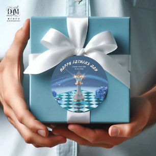 Diamond Metallic King Schach Fathers Day Blue Runder Aufkleber