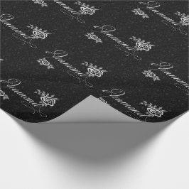 Diamond mit weißen Rosen auf blorschwarz Geschenkpapier