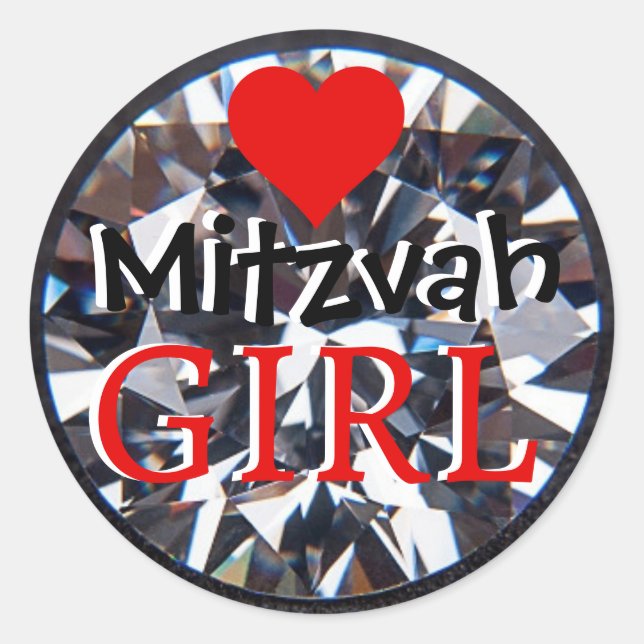Diamond Mitzvah Girl Runder Aufkleber (Vorderseite)