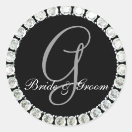 Diamond Monogram G anpassbares Siegel Runder Aufkleber