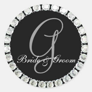 Diamond Monogram G anpassbares Siegel Runder Aufkleber
