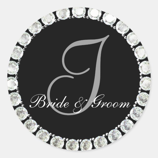Diamond Monogram I anpassbares Siegel Runder Aufkleber (Vorderseite)