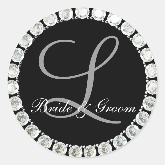 Diamond Monogram L anpassbares Siegel Runder Aufkleber (Vorderseite)