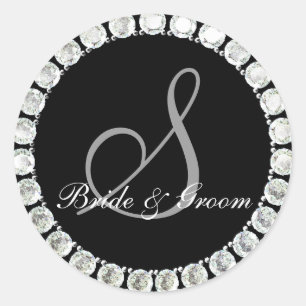 Diamond Monogram S anpassbares Siegel Runder Aufkleber
