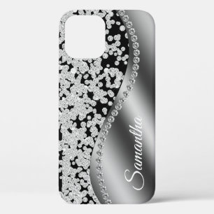 Diamond Monogram Silver Imitats Glitzer Blenden Case-Mate iPhone Hülle