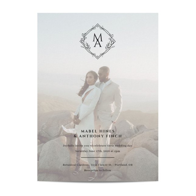 Diamond Monogram und Foto Wedding Einladung (Von Creator hochgeladen)