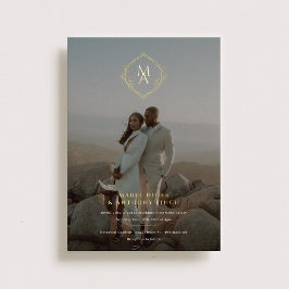 Diamond Monogram und Foto Wedding Folieneinladung