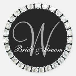 Diamond Monogram W anpassbares Siegel Runder Aufkleber